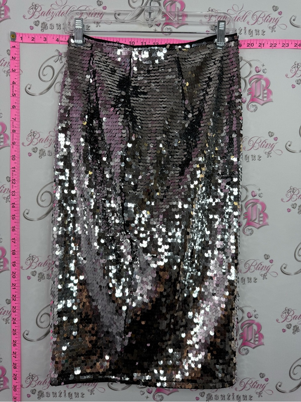 SHEIN skirt sequins sparkly Silver Sequin Midi Skirt